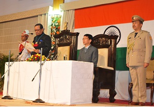 The Governor of Arunachal Pradesh Shri JP Rajkhowa administered the Oath of Office and Secrecy to the ministers in an impressive ceremony also seen Chief Minister, Shri. Kalikho Pul at the Darbar Hall of Raj Bhavan, Itanagar on 5th March 2016.